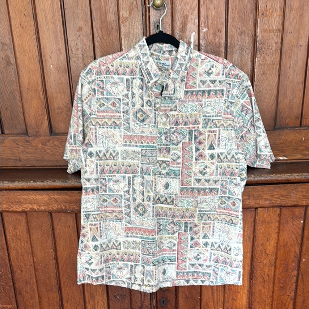 Reyn Spooner White Red and Green Hawaiian Popover Shirt